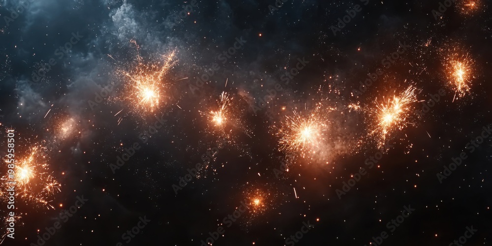 Silvester New Year 2025 background banner panorama long firework and sparklers on dark black night texture, with space for text Silvester New Year 2025 background banner panorama long firework and sparklers on dark black night texture, with space for text