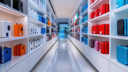 Vibrant Store Aisle with Colorful Product Displays