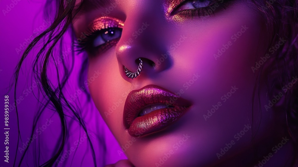 Cool makeup girl poses in studio. Cool makeup girl poses in studio.