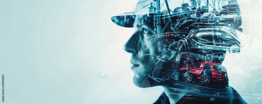 Futuristic car design showcasing internal mechanical parts in motion. Free copy space for banner. Futuristic car design showcasing internal mechanical parts in motion. Free copy space for banner.