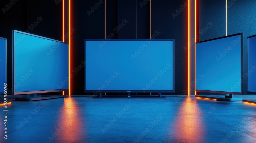 Modern TVs Displayed in Stylish Store Setting Modern TVs Displayed in Stylish Store Setting