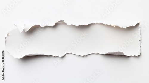 Piece of white paper tear isolated on white background.