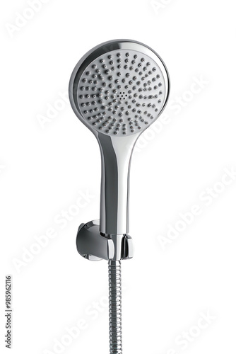 Wallpaper Mural A sleek chrome showerhead featuring various spray options is securely attached to a clean white wall, enhancing the contemporary look of a bathroom. Torontodigital.ca