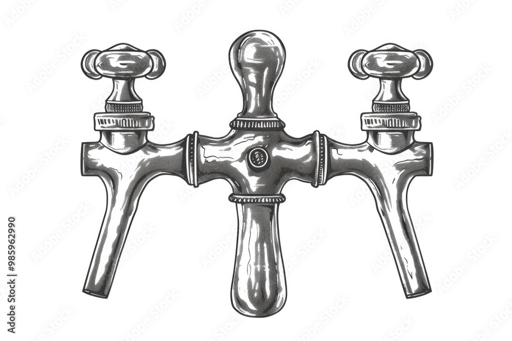 A simple illustration of two faucets sitting on a white background, perfect for use in instructional or informative content A simple illustration of two faucets sitting on a white background, perfect for use in instructional or informative content