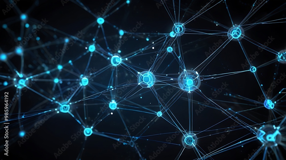 Futuristic Digital Network Background with Glowing Blue Nodes and Lines, Abstract Technology, AI, and Data Science Visualization Futuristic Digital Network Background with Glowing Blue Nodes and Lines, Abstract Technology, AI, and Data Science Visualization