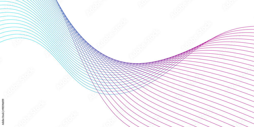 Fototapeta premium Abstract background with waves for banner. Medium banner size. Vector background with lines isolated on white.