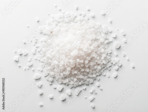 Pile of white rock salt isolated on white background photo