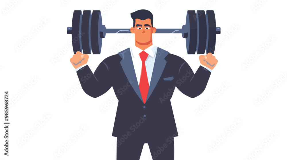 Strength and Success: Businessman Weight Lifting with a Red Tie Strength and Success: Businessman Weight Lifting with a Red Tie