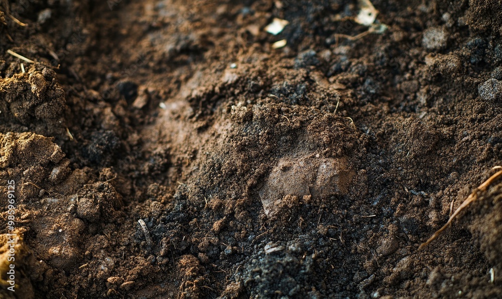 Close-up of rich dark brown soil. Close-up of rich dark brown soil.