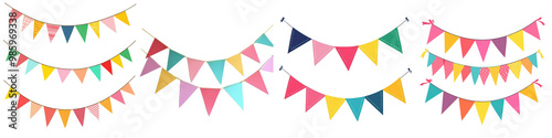 Free Download Vibrant multicolored party pennants or flags hanging in a row as a festive for a festival event  The colorful bunting or banners create a cheerful joyful and lively backdrop or arrangement - GFXLoad