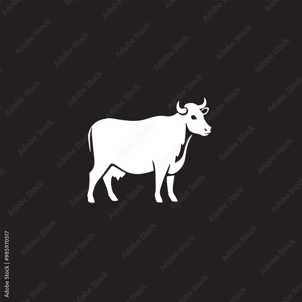 cow Animal logo Isolated Black on White background cow Animal logo Isolated Black on White background