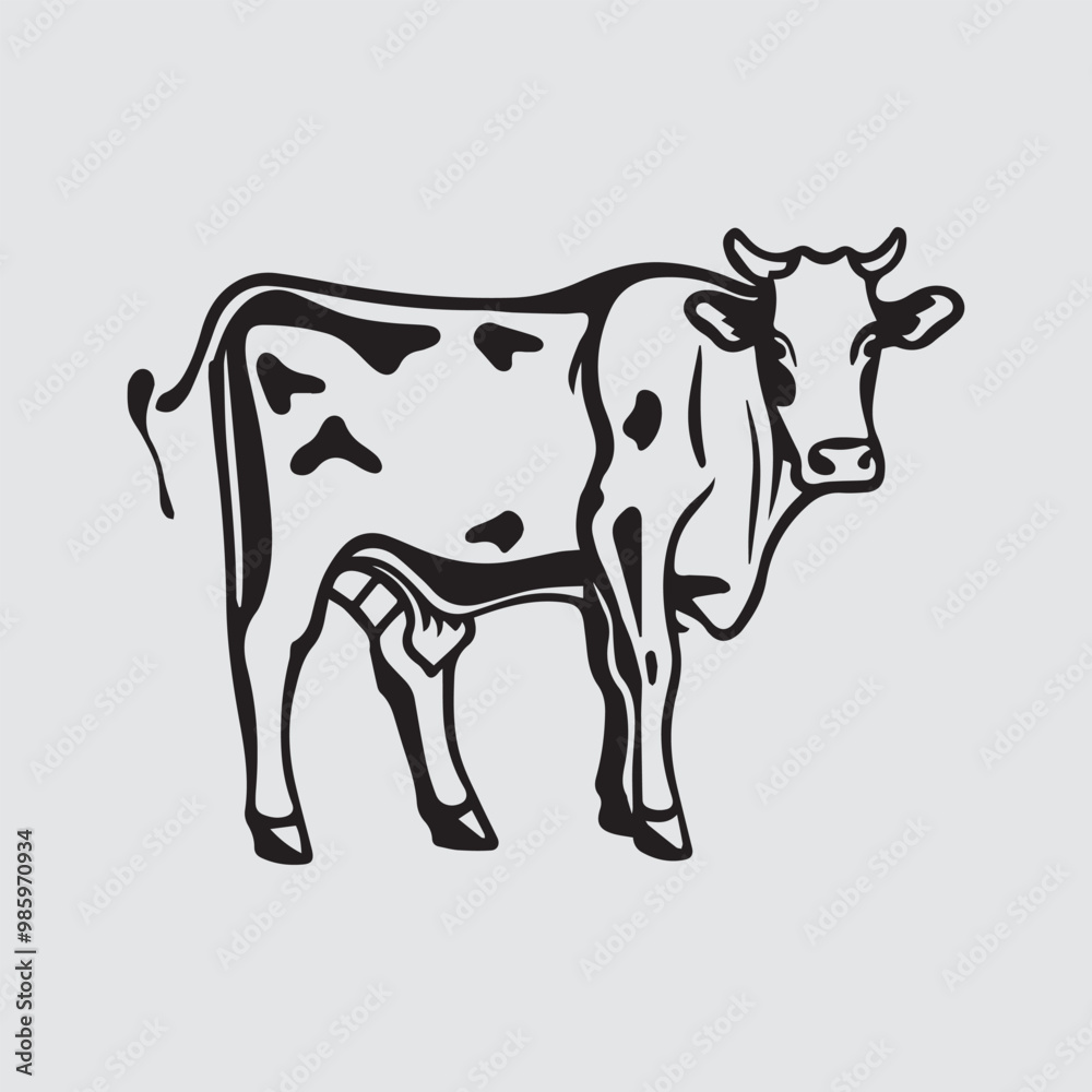 cow Animal logo Isolated Black on White background cow Animal logo Isolated Black on White background