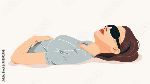 Soothing Woman Wearing Sleep Mask Illustration