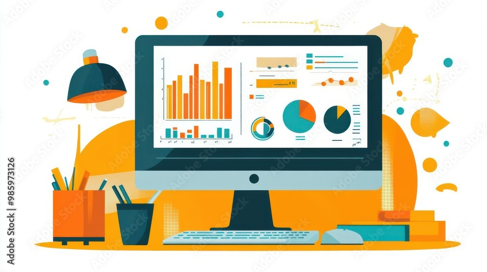 Performance evaluation and results analysis flat design, side view, KPI review theme, animation, Complementary Color Scheme Performance evaluation and results analysis flat design, side view, KPI review theme, animation, Complementary Color Scheme