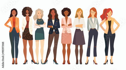 Women Business League Mixed Media Flat Vector Isolat