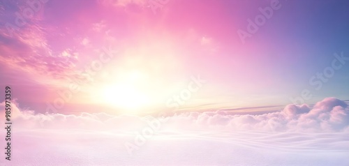 A serene sunrise above soft clouds, creating a beautiful gradient of pastel colors in the sky. Perfect for nature-themed projects.