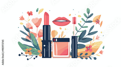 Stunning Women's Makeup and Fashion Beauty Essentials with Self-Care Elements