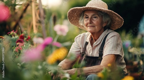 Senior woman gardening.