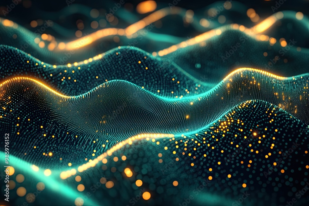 An abstract design of glowing nodes linked by flowing lines visualizes the complexity and connectivity of modern digital networks and tech innovations.