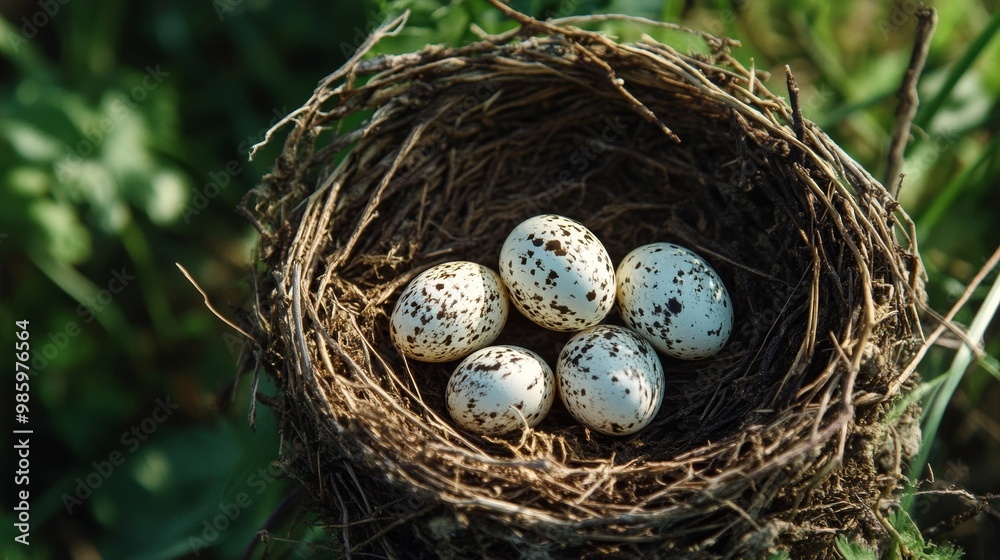 Spring's nest with quail eggs Spring's nest with quail eggs