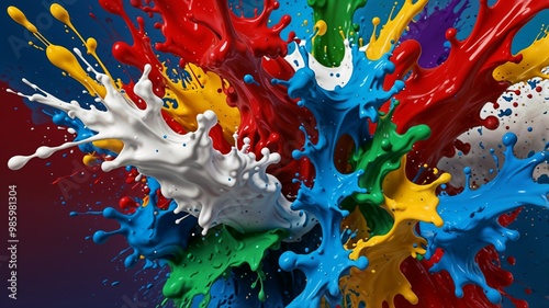 A desktop wallpaper of paint splashes in a variety of colors