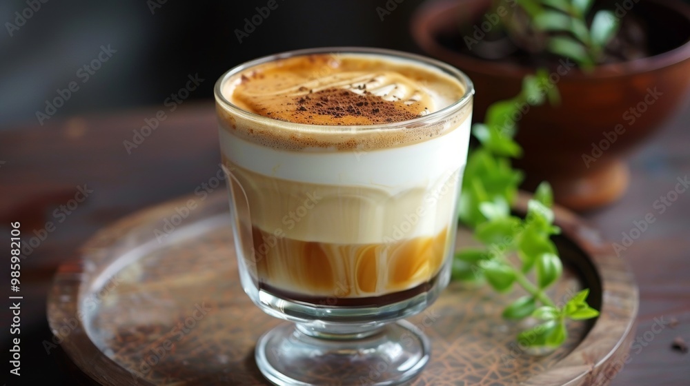 Cozy Coffee Cup Surrounded by Fresh Greenery on Wooden Table Cozy Coffee Cup Surrounded by Fresh Greenery on Wooden Table