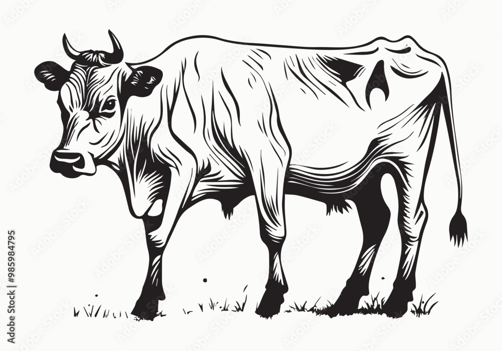 Fototapeta premium cow Animal logo Isolated Black on White background