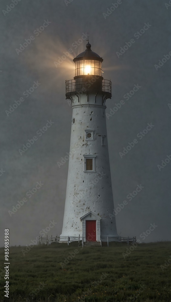 Lighthouse beam cutting through fog, symbolizing hope. Lighthouse beam cutting through fog, symbolizing hope.