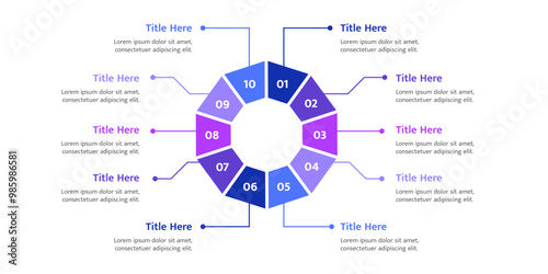 10 point infographic design, corporate infographic design in blue shades. 