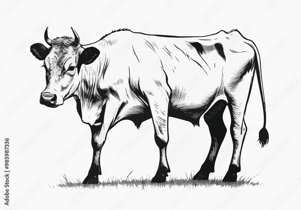 Fototapeta premium cow Animal logo Isolated Black on White background