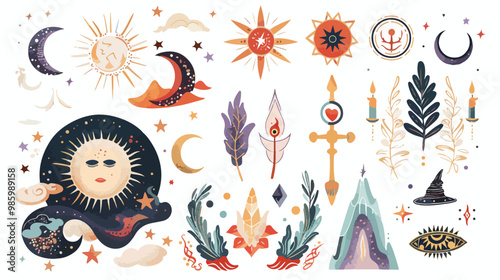 Mystical Boho Elements Illustration