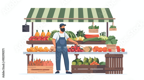 Vibrant Farmers Market Flat Design Vector Illustration