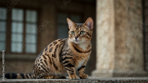 Majestic Bengal cat ruling over a kingdom of cute felines.