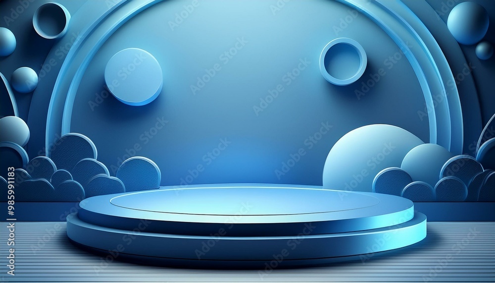 blue podium with circles background blue podium with circles background