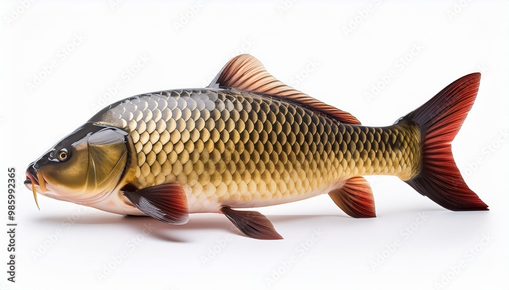 Carp or Cyprinus carpio, common carp fish isolated on white background Carp or Cyprinus carpio, common carp fish isolated on white background