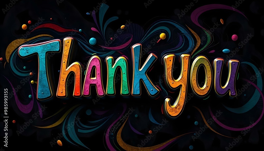 Colorful 3D text that says Thank you Colorful 3D text that says Thank you