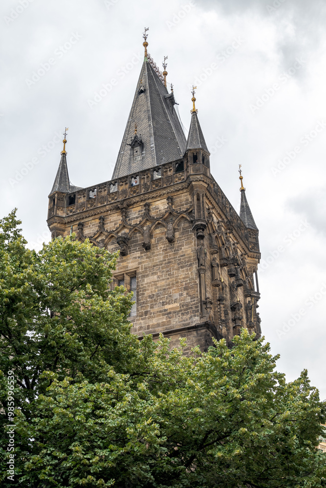 Powder Gate gothic tower, historical landmark in Prague, Czech Republic Powder Gate gothic tower, historical landmark in Prague, Czech Republic