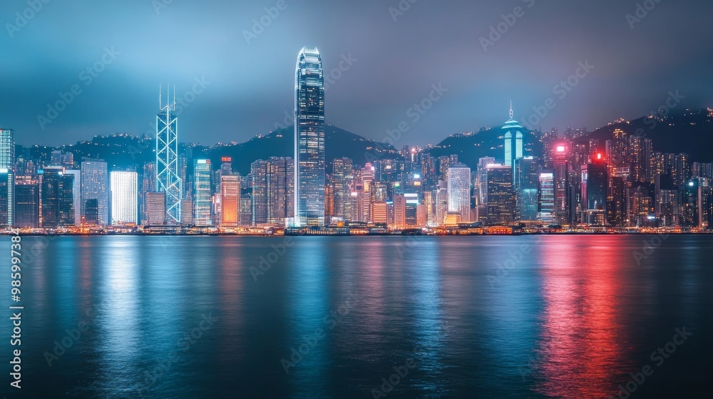 Fototapeta premium Night in Victoria Harbor