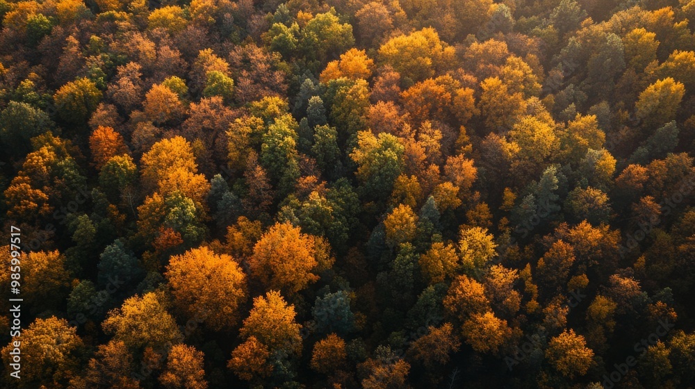 Aerial View of a Forest with Golden and Green Trees Aerial View of a Forest with Golden and Green Trees