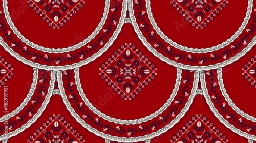 Romanian rotating embroidery pattern, 4k abstract  background loop in colors