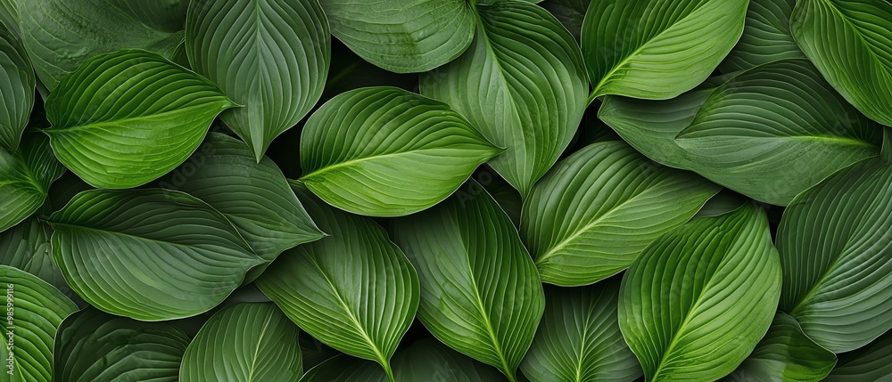 A vibrant arrangement of green leaves showcasing their intricate textures and rich hues, perfect for nature-themed projects.