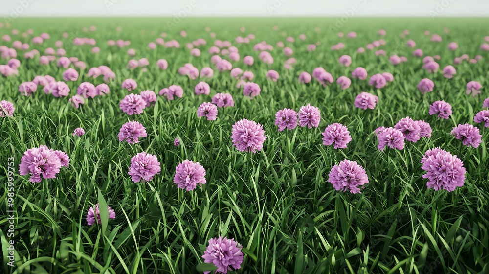 A vibrant field of blooming pink flowers surrounded by lush green grass, creating a picturesque and tranquil nature scene. A vibrant field of blooming pink flowers surrounded by lush green grass, creating a picturesque and tranquil nature scene.