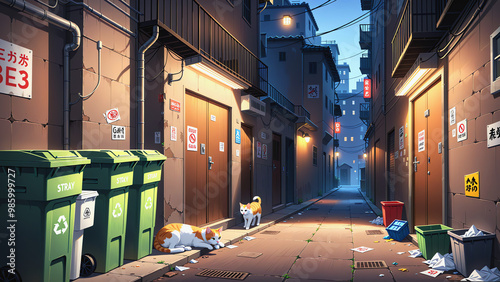 「暗がりの裏路地」