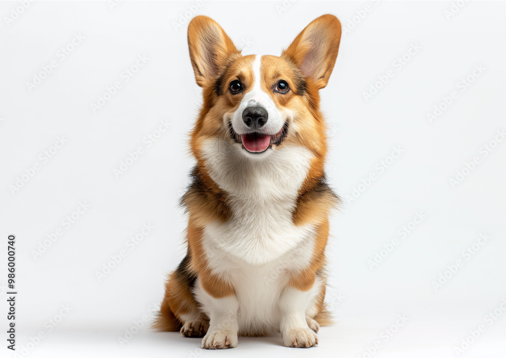 portrait of a dog pembroke welsh corgi sit down looking camera white background AI generate portrait of a dog pembroke welsh corgi sit down looking camera white background AI generate