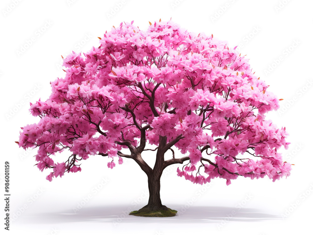 Fototapeta premium Extraordinary Pink cherry blossom branch or sakura flowers on white background