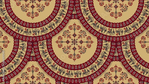 Romanian rotating embroidery pattern, 4k abstract  background loop in colors