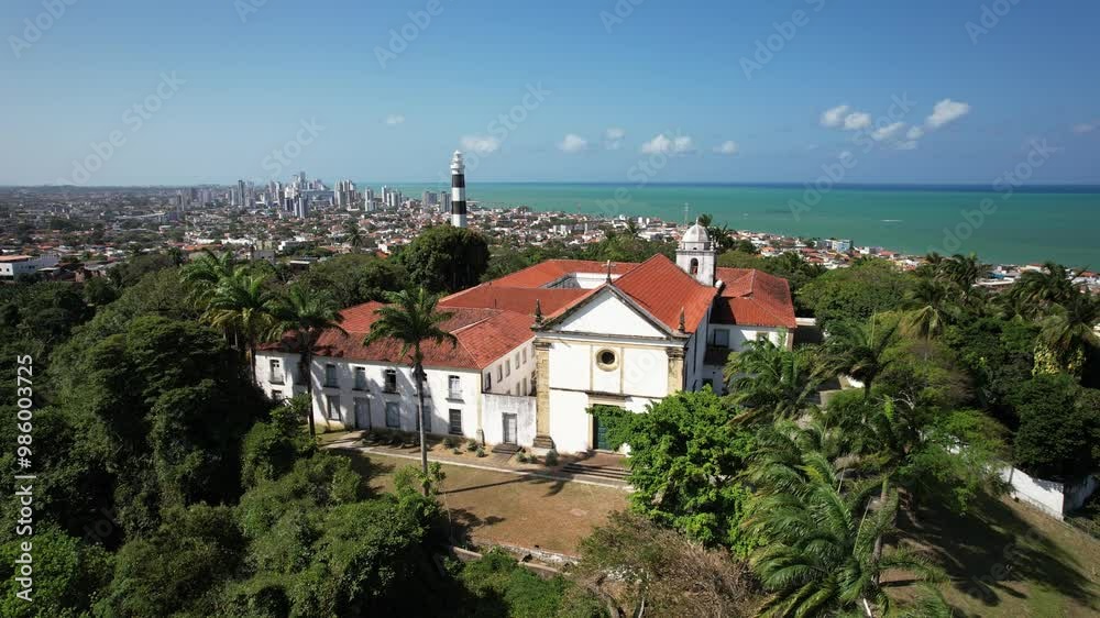 Centro Histórico da cidade de Olinda no estado de Pernambuco - Pernambuco visto de Cima com drone 4k - Brasil Centro Histórico da cidade de Olinda no estado de Pernambuco - Pernambuco visto de Cima com drone 4k - Brasil