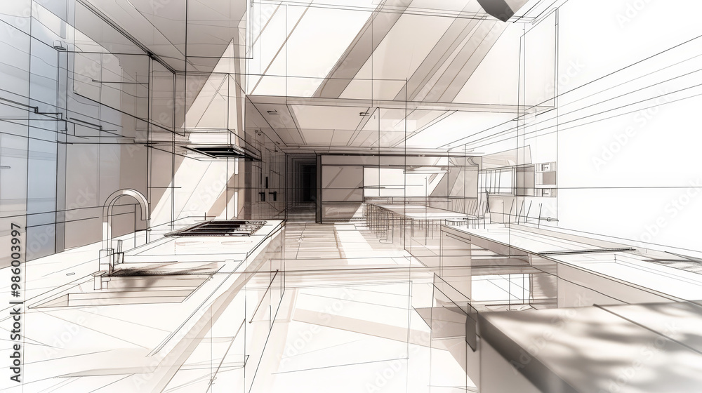 abstract sketch of a modern kitchen abstract sketch of a modern kitchen