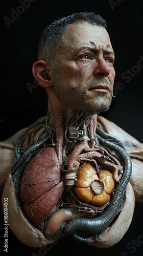 Cyberpunk Human Anatomy: A Detailed 3D Illustration photo