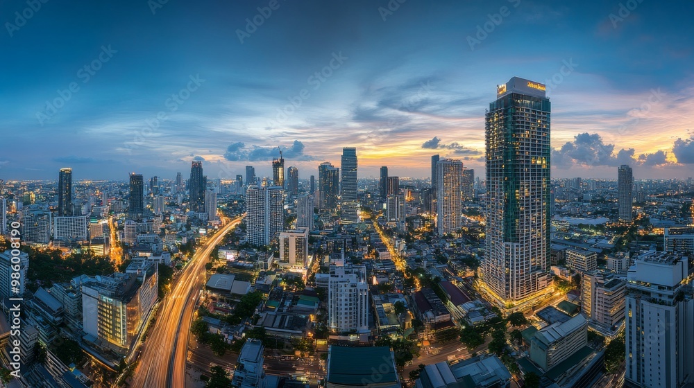Obraz premium skyscrapers metropolis night illumination city
